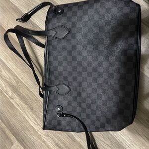 Checkered Black Tote Bag